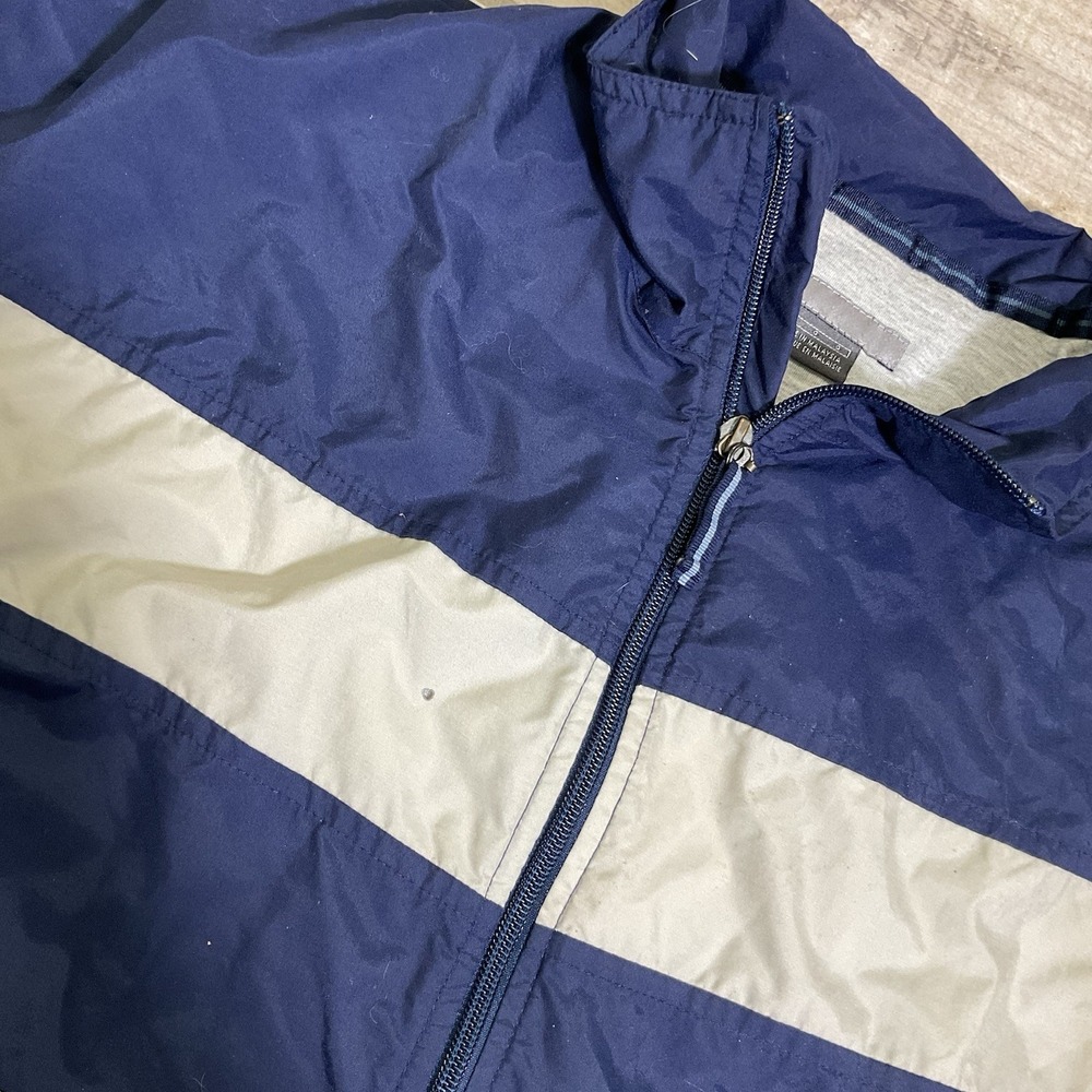 VTG Nike Track Jacket Men's Large Navy White‎ Windbreaker Gray Tag Full Zip Y2K - Picture 4 of 8